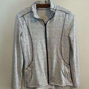 ACX small black and White Striped zip up athletic sweater